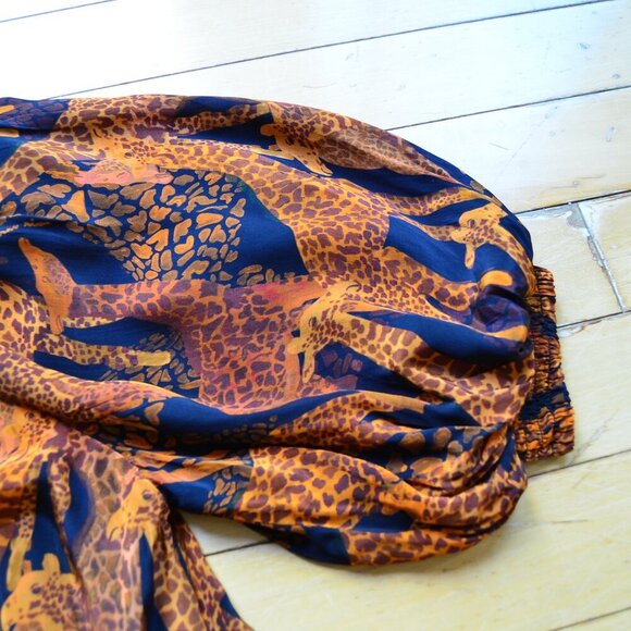 Farm Rio Black Giraffes Puff Sleeve Blouse Size XS - Picture 14 of 14